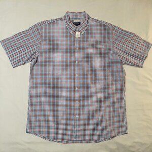 Jos A Bank Shirt Mens XLT Check Button Down Short Sleeve Traditional Fit NWT